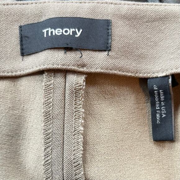 Theory Size 10 Tan Straight Leg Side Zip Trouser Pants Stretchy Classic Chinos - Picture 2 of 6